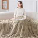 BEDELITE Twin Blanket for Couch & Bed, 300GSM Soft & Warm Fleece Blanket, Decorative and Giftable Striped Linen Blankets for Women, Men, 60"x80"