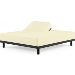 Cottingon 1 Piece Top Split King Fitted Sheet Only for Adjustable beds, Premium 100% Egyptian Cotton, 34 Inches Half Split Flex Head Bottom Sheet for Sleep Number Beds 16" Deep Mattress, Ivory