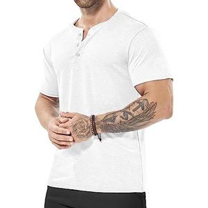 ICEMOOD Mens Henley Shirt Dry Fit Tech 3 Button Slim Fit Quick Dry Gym Tshirt Short Sleeve Lightweight Casual T Basic Tee, XXL