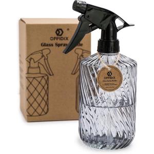 OFFIDIX Fine Mist Plant Mister,Handheld Pressure Glass Spray Bottles,0.45L/15.22oz Watering Can with Adjustable Nozzle for Outdoor Indoor Gardening and Cleaning Work(Diagonal Gray)