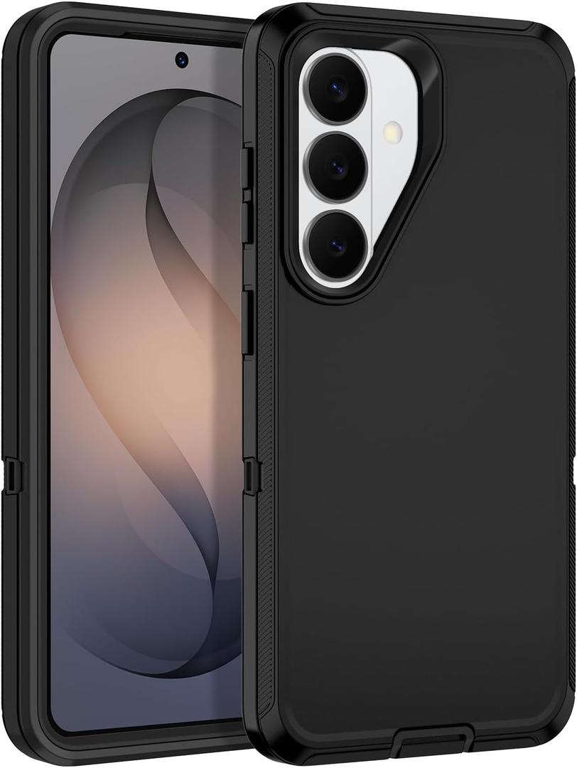 for Samsung Galaxy S26 Plus Case Heavy Duty Protective Shockproof Dropproof 3-Layer Full Body Protection [Without Screen Protector] Tough Rugged Case for Galaxy S26 Plus 6.7",Black