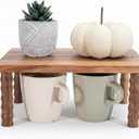 Small Kitchen Counter Shelf Acacia Wood Cabinet and Desktop Counter Riser Coffee Station Organizer Display Stand Shelf for Top of Desk Home Office Bathroom