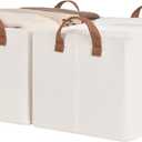 StorageWorks Storage Bins, Shelves Baskets for Organizing, Large Fabric Closet Organizers with Handles, Metal Frame, Natural Color, 2-Pack (16 " L x 12" W x 10 " H)