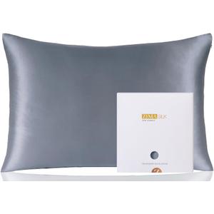 ZIMASILK 100% Pure Mulberry Silk Pillowcase for Hair and Skin Health,Soft and Smooth,Both Sides Premium Grade 6A Silk,600 Thread Count,with Hidden Zipper,1pc (King 20''x36'',Slate Blue)
