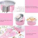 ZOXILEN 30Pcs Mini Cake Pans with Lids Aluminum Foil, 5oz Disposable Mini Loaf pans with Lids and Spoons, Small Baking Cups Pie Tins Muffin Pan Cheesecake Containers for Party Pink Round
