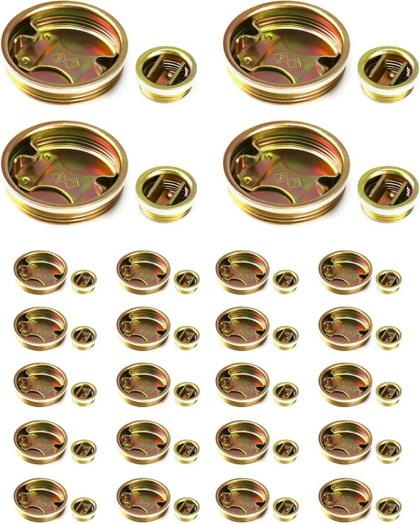 QWORK Steel Drum Bung Plug Set, 24 Piece 2" and 24 Piece 3/4" Bung Caps for 55 Gallon Barrels and Drums