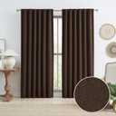 KEQIAOSUOCAI 90 Inch Linen Blackout Curtains 2 Panels Set, 100% Black Out Thermal Insulated Canvas Look Curtain Drapes Chocolate Brown 50 Wide by 90 Length Back Tab Rod Pocket Hook Belt