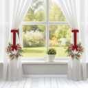 2 Pcs 4" Mini Christmas Wreath Curtain Tieback with Red Berries and Black Red Checkered Ribbon Christmas Curtain Holder for Xmas Holiday Indoor Window Wall Home Decorations