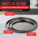 BAKKENMASTER Bakken Swiss Pizza Tray Set 3-Piece  Gray Coating, Non-Stick, Round Steel Pizza Pans - Dishwasher Safe, Premium Bakeware for Home Cooking