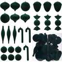 Velvet Ornaments for Christmas Tree Decorations - Dark Green Flocked Christmas Ornament Set for Winter Holiday Decor - Shatterproof Xmas Balls Ornaments Bulk - Pack of 24