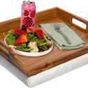 ROSSIE HOME Acacia Wood Bed Tray, Lap Desk with Detachable Cushion, Serving Tray - Natural - Fits up to 15.6 Inch Laptops - Style No. 76106