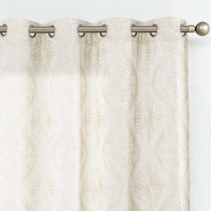 jinchan Boho Linen Curtains for Living Room Embroidered Design Window Curtains Light Filtering Flax Linen Blend Window Treatments Set for Bedroom Grommet Top 2 Panels 84 Inch Length Beige on Ecru