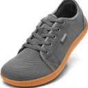 Men's Barefoot Shoes Wide Toe Box | Minimalist Zero Drop Sneakers for Walking & Gym | Breathable Mesh Cross Training Footwear | Lightweight Natural Feel for Balance & Posture (Grey/Gum,10.5)