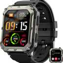 Military Smart Watches for Men(Answer/Make Call), 1.9" Outdoor Sports Fitness Tracker with Heart Rate/Blood Pressure/Sleep Monitor,100M Waterproof Rugged Smart Watch for Android Phones&iPhone(2 Bands)