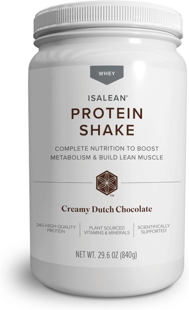 IsaLean Protein Shake Complete Superfood Meal Replacement Shake for Maintaining Healthy Weight and Lean Muscle Growth with 24 Vitamins and Minerals-29.6 oz - 14 Meal Canister Creamy Dutch Chocolate BBD: 09-2027