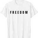 Freedom Black Text Minimalist Design,Bold Typography Graphic TShirt XL