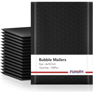 Fuxury Bubble Mailers 6x10" 100 Pack Black Padded Envelopes Usable Size 6x9" Thick Mailing Envelopes Bubble Opaque Padded Mailers Shipping Bags for Mailing Jewelry Makeup Small Business#0 (610" 100PC, Black)
