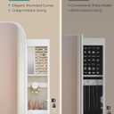 SONGMICS Jewelry Organizer, LED Jewelry Cabinet Wall/Door Mounted, Lockable Rounded Wide Mirror with Storage, Interior Mirror, 3.9 x 16.5 x 42.5 Inches, White Surface with Greige Lining