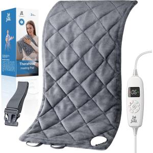 BOB AND BRAD Weighted Heating Pad with Far Infrared Therapy for Back Pain & Cramps Relief, Adjustable Belt Included, Deeper Muscle Relief for Neck and Shoulders, Leg, FSA HSA Eligible, 12"x24" (Gray)