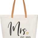 ELEGANTPARK Mrs Bag Mrs Gifts 2025 Bride Gifts Bride Tote Bag Wedding Bridal Shower Bachelorette Party Honeymoon Large Travel Canvas Totes with Zipper