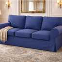 Premium Heavy Cotton Ektorp 3 Seat Sofa Cover Replacement Compatible with IKEA Ektorp Three Sofa Slipcover (Deep Blue)