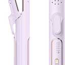 Terviiix Airflow Styler Curling Iron, Hair Curler with Cooling Air Vents to Lock in Style, Titanium Flat Iron Hair Straightener for Travel, 5 Adjustable Temp, Dual Voltage, Auto Shut Off, Purple