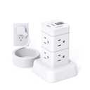 One Beat Tower Surge Protector Power Strip 10 ft,Long Flat Extension Cord with Multiple Outlets,8 AC Outlets with 4 USB Ports,Desktop Charging Station for Multiple Devices,for Home Office College Dorm
