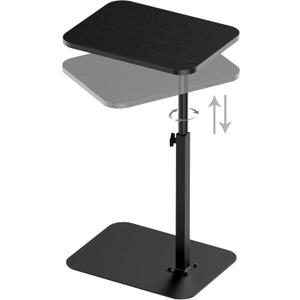 Side Table Sofa Tray for Couch Heavy Metal Base Swivel/ Adjustable Height, Sofa Bed Bathroom Study TV Tray C Shaped End Table Food Snack Trays for Eating (Black)