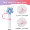 2 x 6Pcs Flower Glitter Cap Straw Cover Cap for Stanley Cup 40oz/30oz Accessories, 10mm Reusable Cute Drinking Straw Topper Accessories, Portable Protector Plugs Decorations Gifts for Party Favors