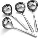 Soup Spoons Stainless Steel Ramen Spoon Set of 4 Heavy Duty Big Spoon Mirror Polished Asian Soup Spoons (Short Handle)