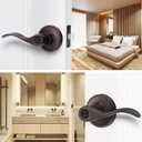 1 Pack Entrance Door Handle, Oil Rubbed Bronze Reversible Door Lever Perfect for Interior Door and Closet, Traditional Wave Style Keyed Entry Door Lock