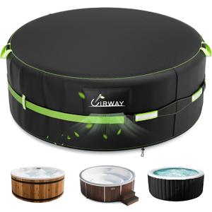 Uirway 600D Round Hot Tub Cover 79 x 28 Inch [2025 Upgraded Heavy Duty Fabric] Outdoor Waterproof Full Coverage Hot Tub Winer Covers, New Super Windproof Straps, Fits Most 6 Person Inflatable Hot Tubs