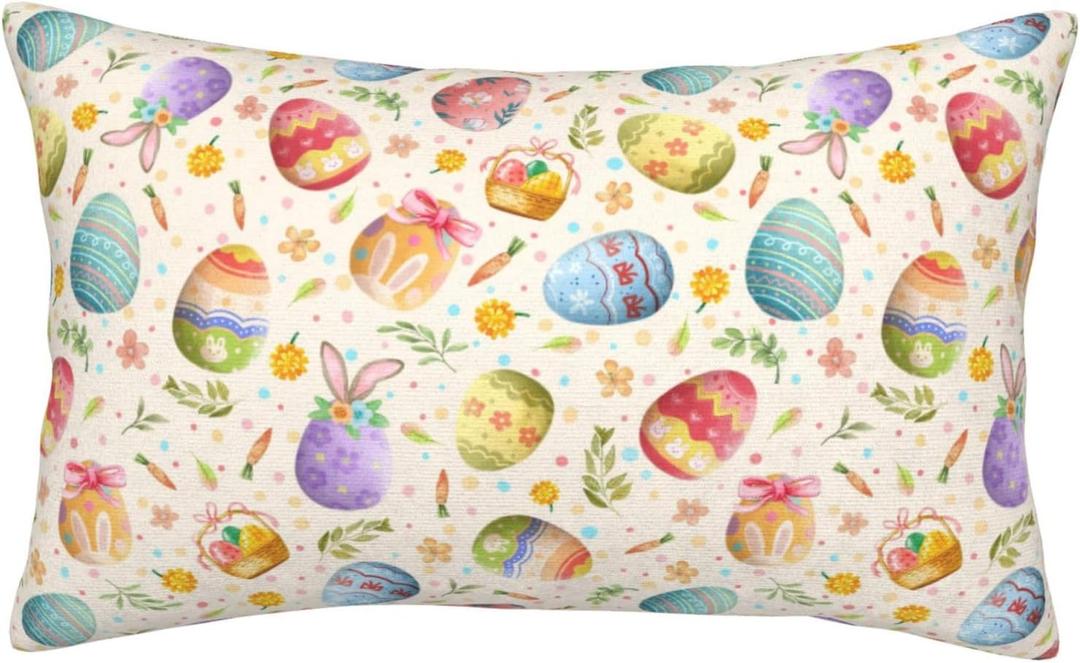 Easter Eggs Pillow Cases Pillow Covers Standard Size Pillowcase Soft with Zipper Pillow case 20"x30" (White62)