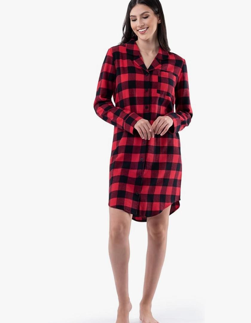 Flannel Sleep Shirt Woman, Size S