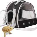 Bearded Dragon Travel Carrier,Lizards Carrier, Small Animal Travel Carrier for Sugar Glider Hedgehog Rat Parrot Bird Guinea Pig, Portable Guinea Pig Travel Bag for 2 (BLACK)