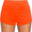 Tempt Me Women's Swim Shorts High Waisted Swimsuit Shorts Adjustable Ruched Side Boyshorts Tummy Control Bathing Suit Bottom (Small, Orange)