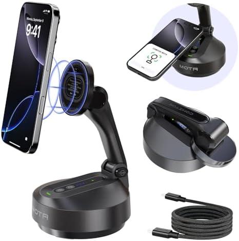 COMITOK Magnetic Auto Face Tracking Stand Tripod MOTA for iPhone Follows Your Movement Hands-Free Video Recording with 360 Degree Holder for Livestreaming, Vlog, Support Tiktok, YouTube - Black Missing Wire