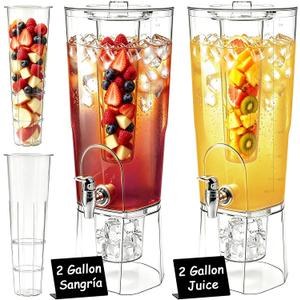 Homecor 2 Gallon Drink Dispenser for Parties with Stand&Fruit Infuser 2 Pcs