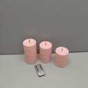 Rose Pink Flameless Candles with String Lights Battery Operated Flickering LED Pillar Candles 4 5 6 Candle with Remote Control, Set of 3