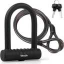 Venzio Heavy Duty U Lock Bike Set, Anti-Theft Bike Ulock with 14mm Shackle, 12mm5FT Steel Cable, Weatherproof U-Lock Set for Scooter, Bike, Motorcycle and Gate