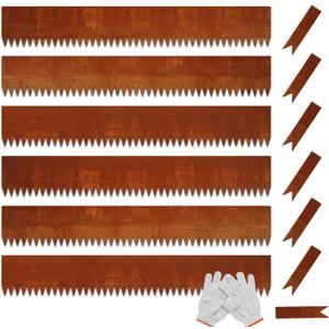 Corten Steel Landscape Edging, 40" L x 6" H, 15 GA Thickness, 6 Pack + 7 Stakes, Enhance Garden, Yard, Park, Lawn, Plants & Vegetables w/Long-Lasting Rust-Finish Cor-Ten Edging