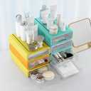 Desk Organizer with Drawers, Stackable Storage Drawers with Compartments Desktop Organization for Office Supplies, Makeup, Pencils, Tape, Erasers, Paperclips, Chargers (4 Pack) (Orange+Green+Yellow+Grey)