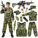 Metemot Kids Army Costume for Boys, Military Soldier Costume with Army Toys, Boys Halloween Costume with Camouflage Vest, Solider Boy Dress up age 3-12, S/M