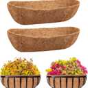 Riare 2 Pack 24 Inch Trough Coco Coir Liners for Planters, Pre-Formed Coconut Coir Replacement Liner Natural Coco Fiber Window Box Liners for Wall Planter, Window Basket Deck Railing Planter