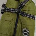 Warm Dog Winter Coat, Fashion Pet Cold Weather Jacket with Built-in Harness, Reflective & Adjustable Comfortable Pet Vest, Windproof Apparel for Small Medium Large Dogs (Green)