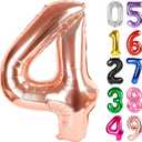 Rose Gold Number 4 Balloon 40 Inch, 4th Birthday Party Decorations for Children, Giant 4 Foil Balloon for Party Supplies