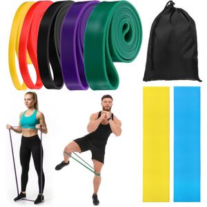 8pcs Pull Up Assistance Bands Set 5pcs Resistance Bands & 2pcs Thin Pull Up Band & Cloth Bag Gym Exercise Workout Band for Men Working Out Stretching Physical Therapy Muscle Training Shape Body