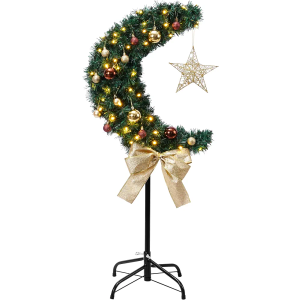 120 Adjutable LED Lighted Eid Ramadan Moon Tree Handmade Mubarak Muslim Islamic Crescent Moon Star Artificial Trees Garden Party Living Room Decor for Home Decorations, 3.8 FT