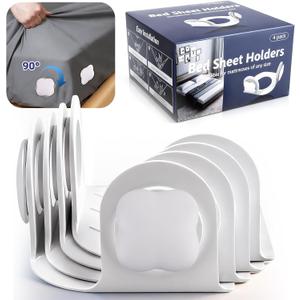 Bed Sheet Holders Lock for Corners, 4 Pack Twist-Lock Bed Sheet Grippers Fit All Sheet Size, Heavy-Duty Grip Sheet Clips Keep Sheets Tight, Fitted Mattress Sheet Holder Easy Installation
