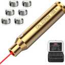 EZshoot Bore Sight Laser 9mm/223 5.56mm/243 308/12-Gauge Red Laser Boresighter with Portable Tin Case and Extra Batteries (Gold)